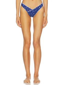 Tularosa - Clover Women's Scallop Trim Floral Bikini Bottom Blue