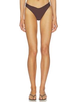 Tularosa - Emie Women's Ruffle Trim High Cut Bikini Bottom Brown