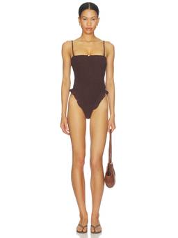 Tularosa - Mae Women's Smocked Detachable Straps One-Piece Swimsuit Brown