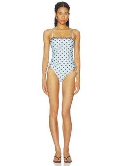 Tularosa - Robyn Women's Polka Dot Cut-Out One-Piece Swimsuit Blue