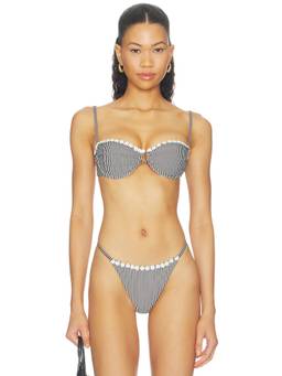 Tularosa - Charmaine Women's Underwire Embroidered Trim Bikini Top Black