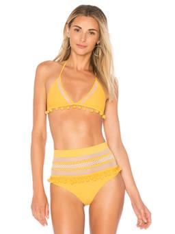 Tularosa - Dreamer Women's Ruffle Trim Tie-Up Bikini Top Yellow