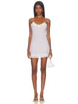 With Jean - Leni Women's Lace Trim Adjustable Strap Nightdress Lavender