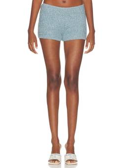 With Jean - Rib Knit Women's Elastic Waist Sleep Shorts Blue