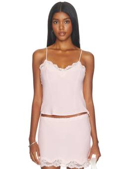 With Jean - Emerson Women's Lace Trim Adjustable Strap Cami Top Pink