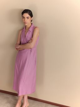FableStreet - Viscose A-Line Sleeveless Lilac Dress