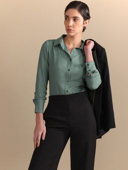 FableStreet - Polyester Regular Fit Sea Green Shirt