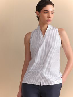 FableStreet - Cotton Comfortable Striped White Top