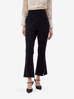 Strong And Brave - Black Flared Trousers with Front Slit