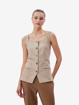 Strong And Brave - Women'S Striped Tailored Waistcoat Top