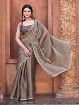 Tikhi Imli - Two Toned Grey Saree with Unstitched Blouse