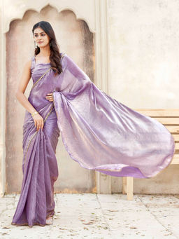 Tikhi Imli - Purple Pre-Draped Saree with Unstitched Blouse