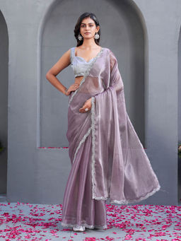 Tikhi Imli - Mauve Jimmy Choo Saree with Unstitched Blouse