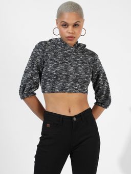 PINACOLADA - Women Charcoal Grey Textured Regular Fit Top