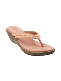 Metro - Womens Peech Platform HeelsMetro Women Peach Synthetic Embellished Wedges