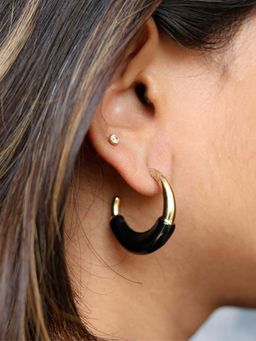 Viari Accessories - Resin Hoop Earrings - Black