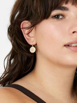 Accessorize London - Womens Gold Star Imprint Coin Short Drop EarRings