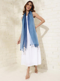 Fabindia - Light Blue Silk Woven Stole