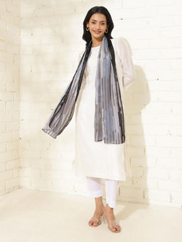 Fabindia - Grey Viscose Blend Printed Stole