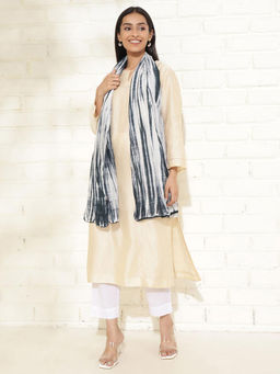 Fabindia - White Silk Tie and Dye Stole