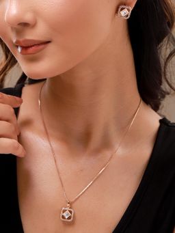Voylla - Kundan Elegance Rose Prism Square Pendant Set