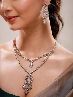 Voylla - Sparkling Elegance Regal Cascade Cz Necklace Set