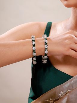 Voylla - Sparkling Elegance Emerald Flora Cz Bangles Set