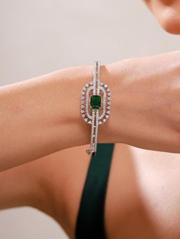 Voylla - Sparkling Elegance Emerald Halo Cz Bracelet