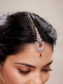 Voylla - Sparkling Elegance Ruby Crescent Maang Tika