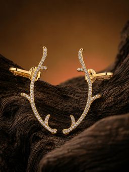 Voylla - Korean Bling Golden Vine Cz Ear Cuff Earring