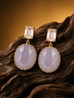 Voylla - Korean Bling Smoke Quartz Disc Earrings