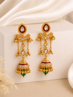 Voylla - Trendy Rajsi Kundan Jhumki Earrings