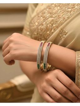 ZEVARLY - Gold Plated American Diamond Studded Bangles
