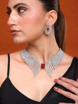 Silvermerc Designs - Choker Necklace Set for Women Jewellery Set with Earrings