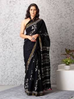 Baisacrafts - Molly Handblock Cotton Saree With Unstiched Blouse