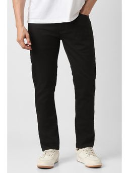 Peter England - Men Black Dark Wash Tapered Fit Jeans