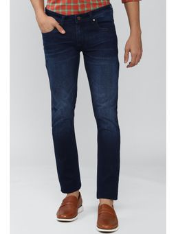 Peter England - Men Navy Dark Wash Tapered Fit Jeans