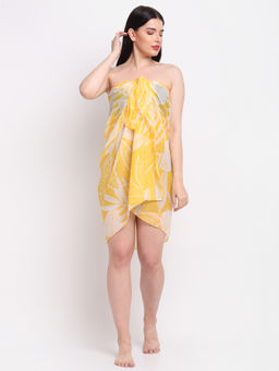 AOBA - Women Yellow & White Floral Printed Sarong