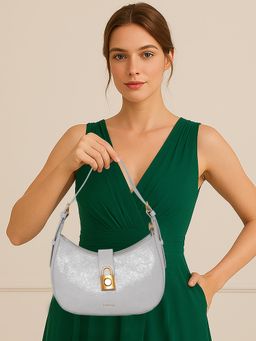 ESBEDA - Grey Luxe Lock Curve Handbag