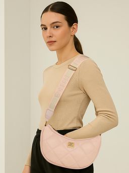 ESBEDA - Peach Elan Quilted Sling Bag With Detachable Strap