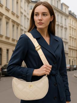 ESBEDA - Cream Elan Quilted Handbag With Detachable Strap