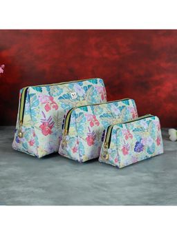 NFI Essentials - Women Blue Floral Makeup Cosmetic Pouches
