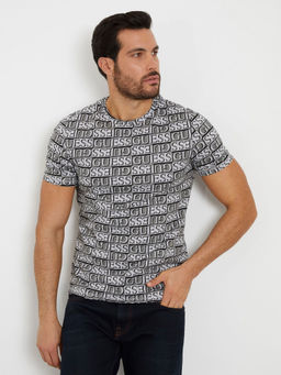 Guess - Men Grey Typography Round Neck Short Sleeves T-Shirt