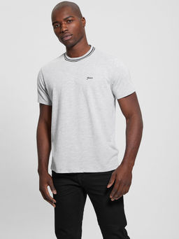 Guess - Men Grey Solid Round Neck Short Sleeves T-Shirt