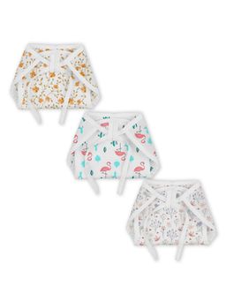 Moms Home - Organic Cotton Muslin Cushioned Nappy Bloom Blossom & Flamingo (Pack of 3)