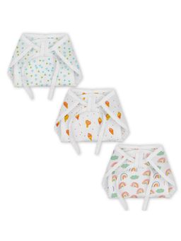 Moms Home - Organic Cotton Muslin Cushioned Nappy Heart Ice & Rainbow (Pack of 3)