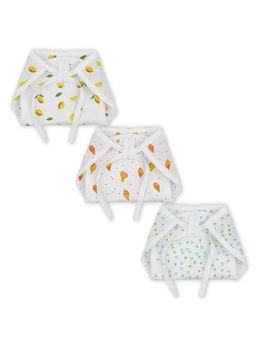 Moms Home - Organic Cotton Muslin Cushioned Nappy Lemon Ice & Heart (Pack of 3)