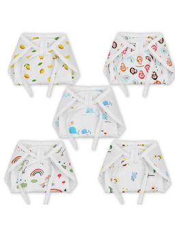 Moms Home - Organic Cotton Muslin Cushioned Nappy Lemon Monkey (Pack of 5)