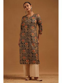 Soch - Women Green Cotton Blend Round Neck Kurta