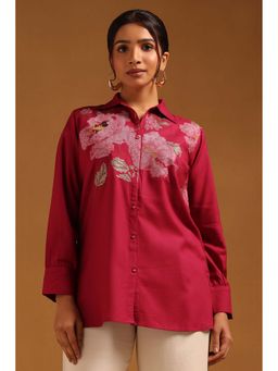 Soch - Women Magenta Rayon Collar Neck Tunic